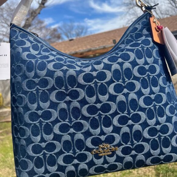 COACH Laurel Shoulder Bag - Blue Denim - Picture 4 of 9